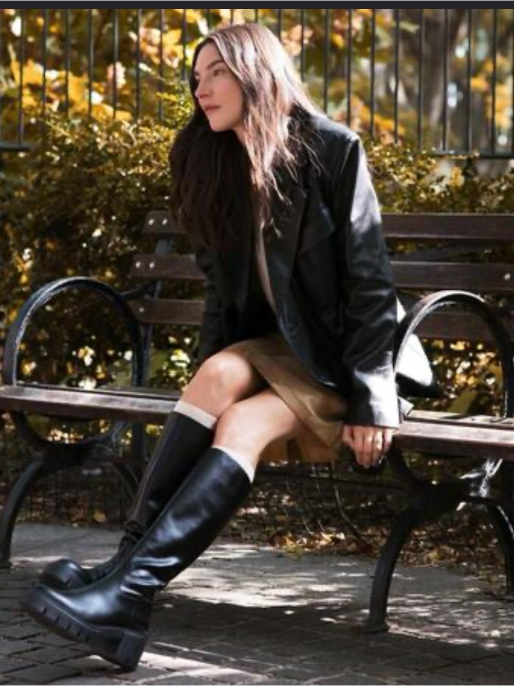 Stuart Weitzman SoHo Black Leather Knee-High Lug Boots